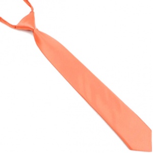 Boys Deep Peach Silk Effect Adjustable Skinny Tie