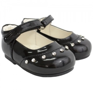 Girls Black Patent 'Fairy' Diamante Special Occasion Shoes