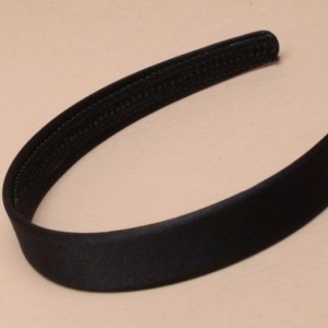 Girls Black Plain Satin Alice Head Band 2cm