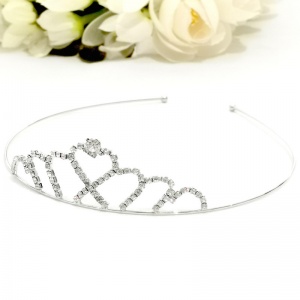 Girls Crystal Heart Silver Plated Tiara