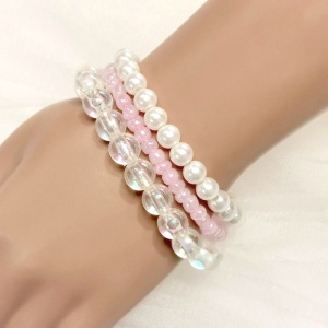 Girls Faux Pearl Beaded Bracelet - Pack of 3