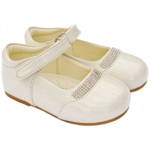 Girls Ivory Patent 'Princess' Diamante Special Occasion Shoes