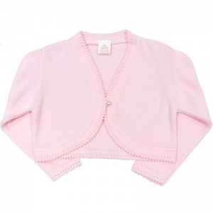 Girls Light Pink 100% Cotton Long Sleeved Bolero