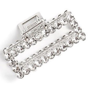 Girls Rectangular Sparkly Crystal Silver Hair Claw Clip  display picture 1