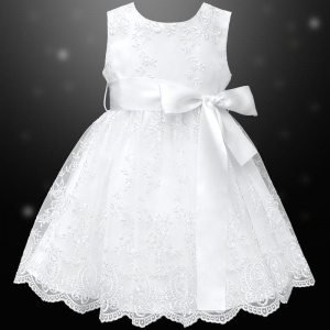 Baby Girls White Floral Lace Christening Dress