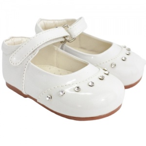 Girls White Patent 'Fairy' Diamante Special Occasion Shoes