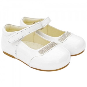 Girls White Patent 'Princess' Diamante Special Occasion Shoes