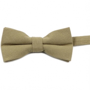 Boys Khaki Green Check Cotton Bow Tie with Adjustable Strap