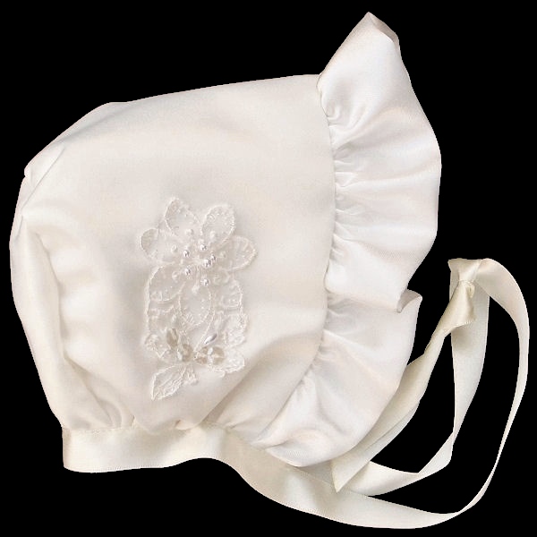 ivory christening bonnet