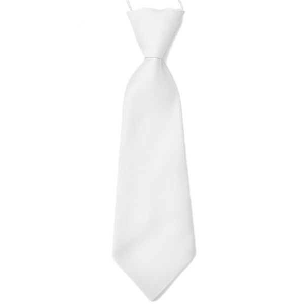Boys White Satin Tie on Elastic Boys White Pre-tied Tie