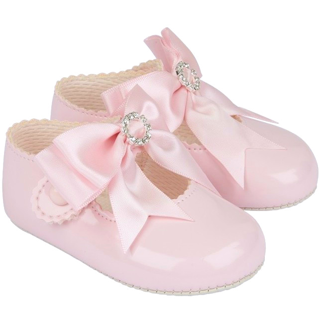 Baby Girls Pink Large Diamante Bow 