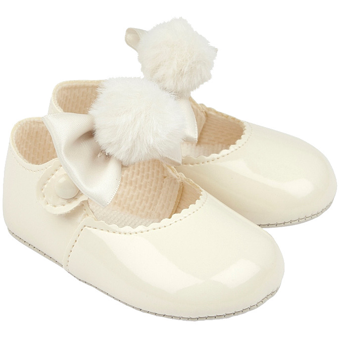 Baby Girls Pom Pom Bow Shoes Christening Shoes Wedding Shoes -