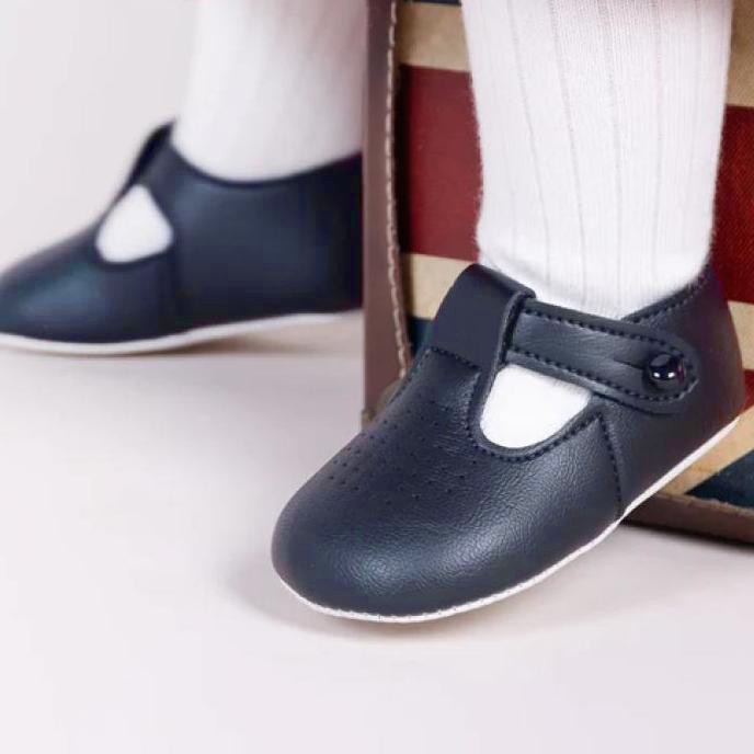 Baby Boys Navy Matt T-bar Pram Shoes Baypods