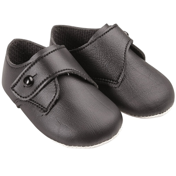 Baby Boys Black Matt Button Pram Shoes | Baypods | Christening ...