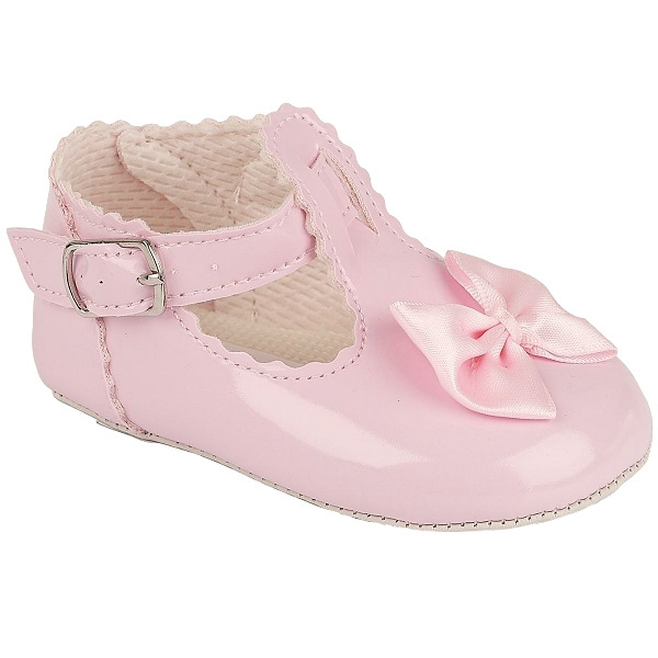 BABY SHOES BAYPODS GIRLS PRAM SHOES WITH BOW MADE IN UK 