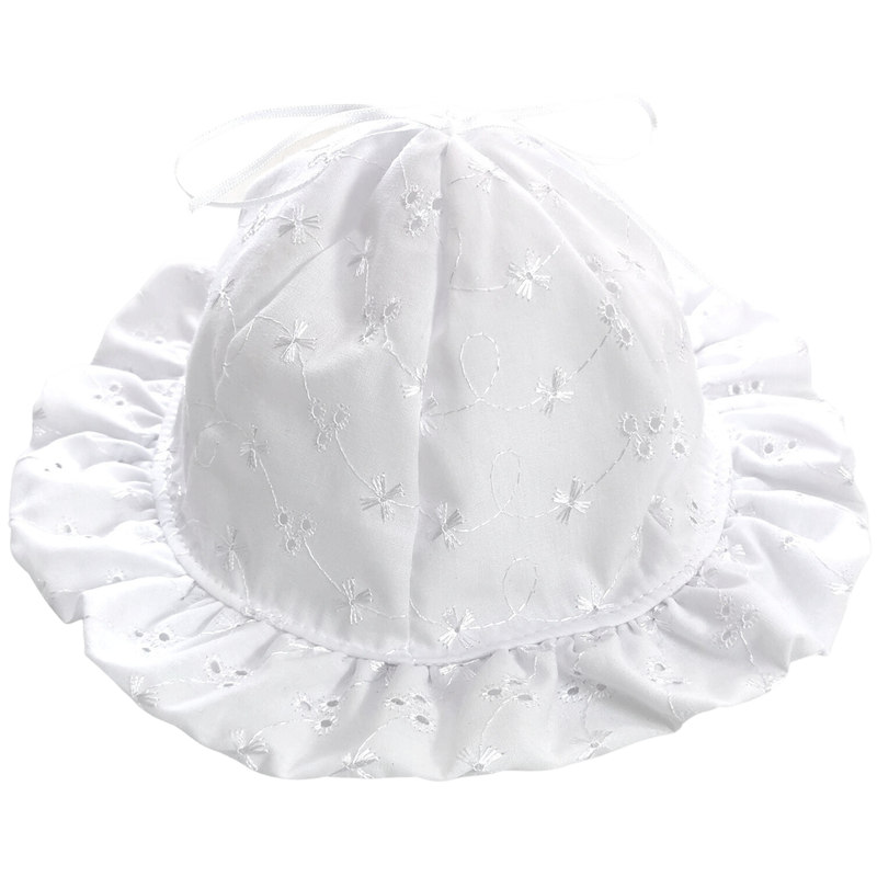 White Baby Girl Sun Hats Baby Girls White Broderie Anglais Cotton Hat