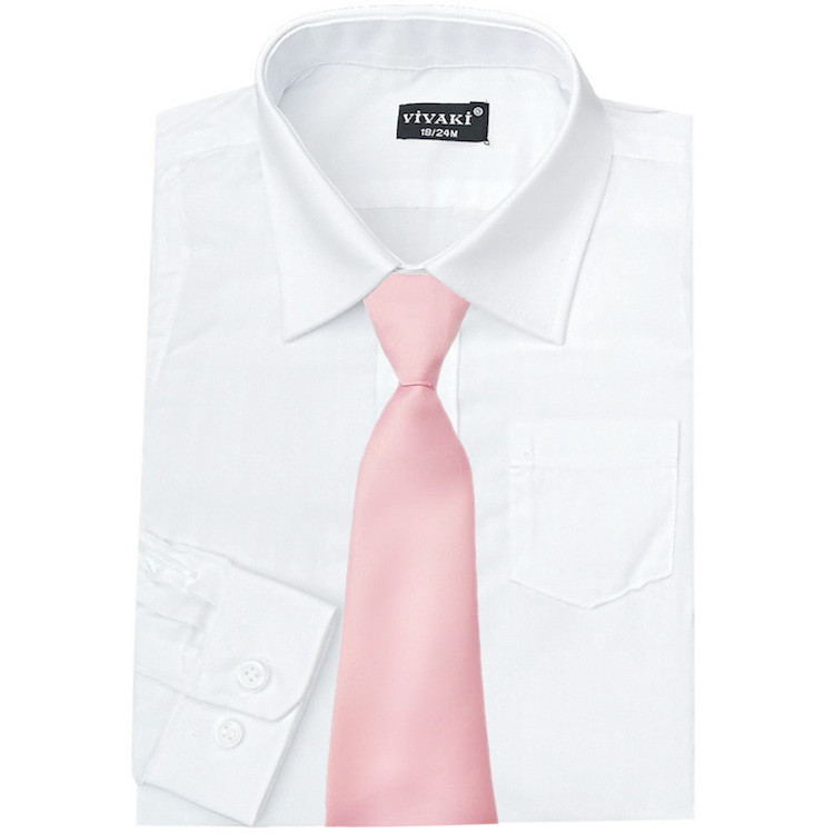 pink formal shirt with tie