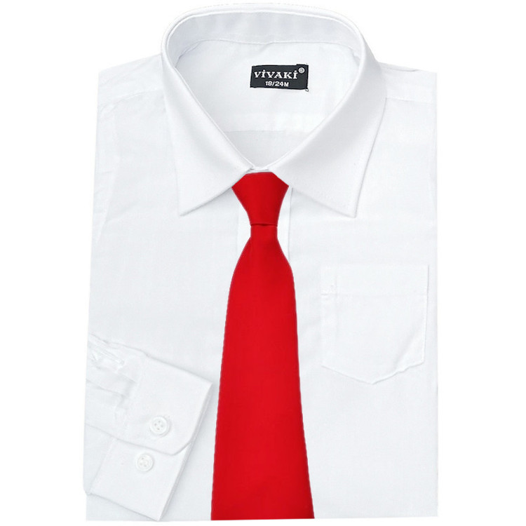 Boys White  Formal Shirt  Red  Satin Tie  Boys Special 