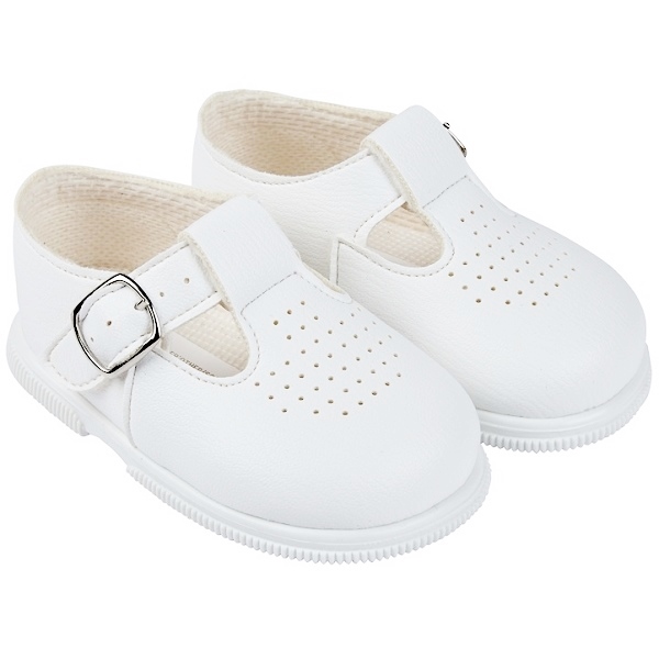 Boys White Matt T-bar First Walker 