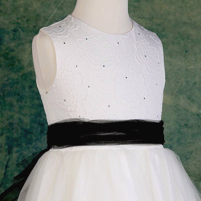 ivory and black flower girl dresses Gratia Black Flower Girl Dress with Gold Flowers