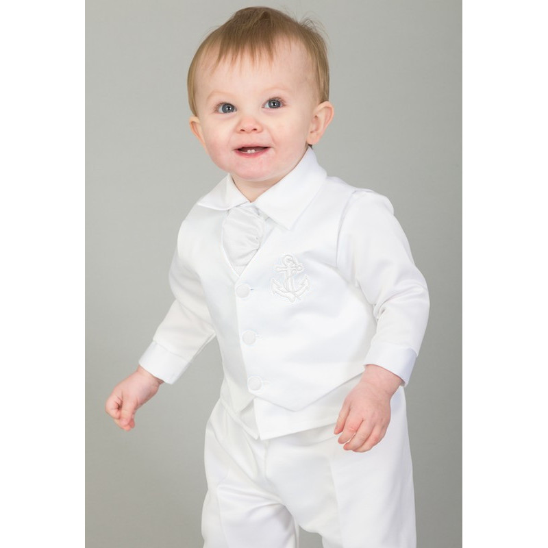 Baby Boy 4-Piece Sailor Christening Outfit – Light Blue Polysatin, VivaKi