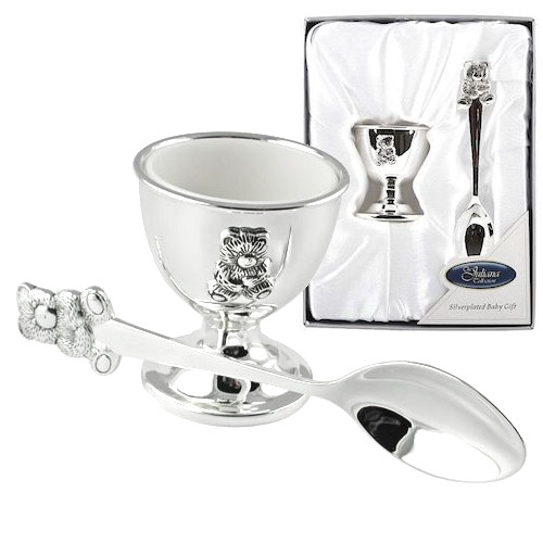 Christening Gift Saucer & Spoon Little Miracles Egg Cup 