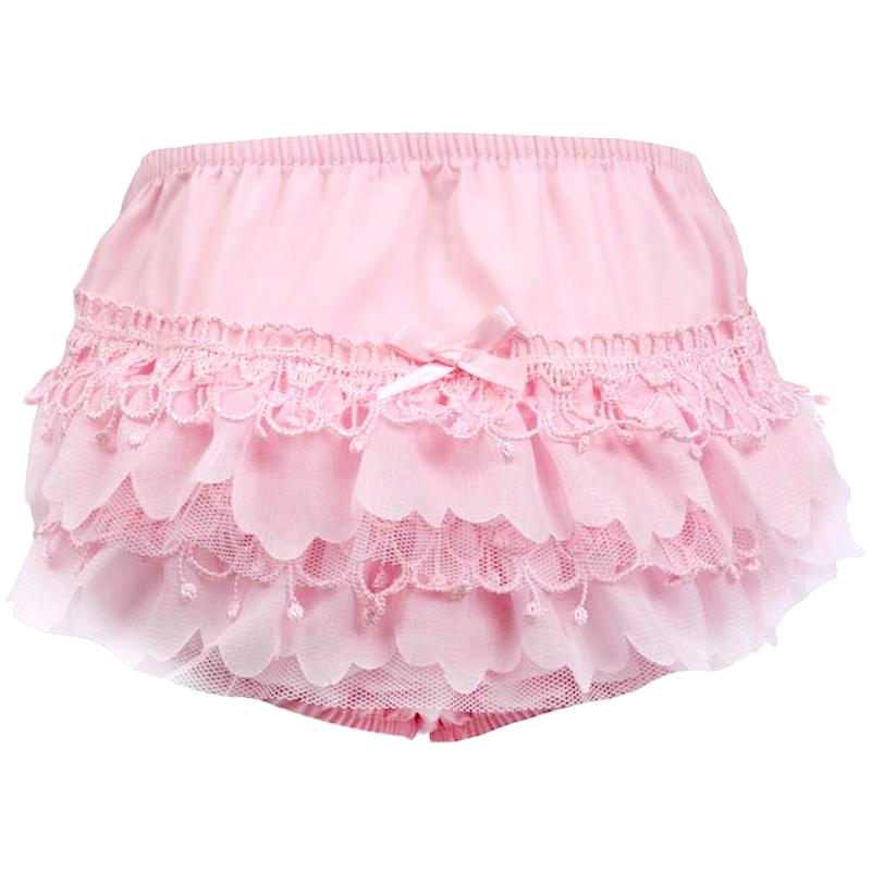 Baby Girls Pink Bell Lace Christening Knickers  Baby Cotton Frilly Pants 