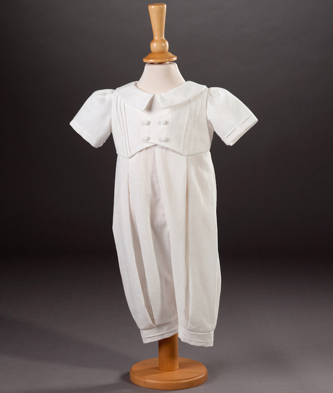 Jude by Millie Grace Baby Boys Linen Look Cotton Christening Romper