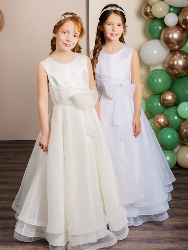 Emmerling Organza Bow Communion Dress Style Ksenia Ivory or White childrensspecialoccasionwear