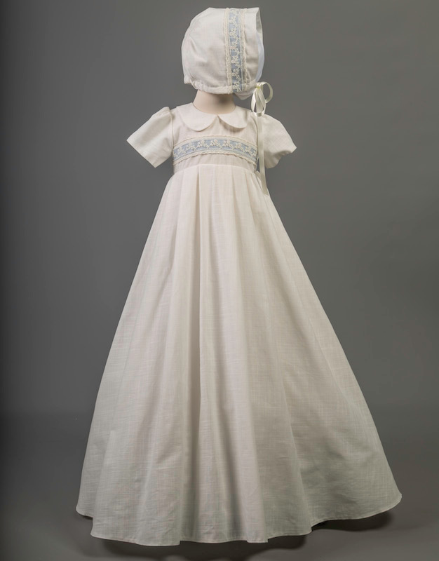 Sam by Millie Grace Baby Ivory Blue Long Christening Gown