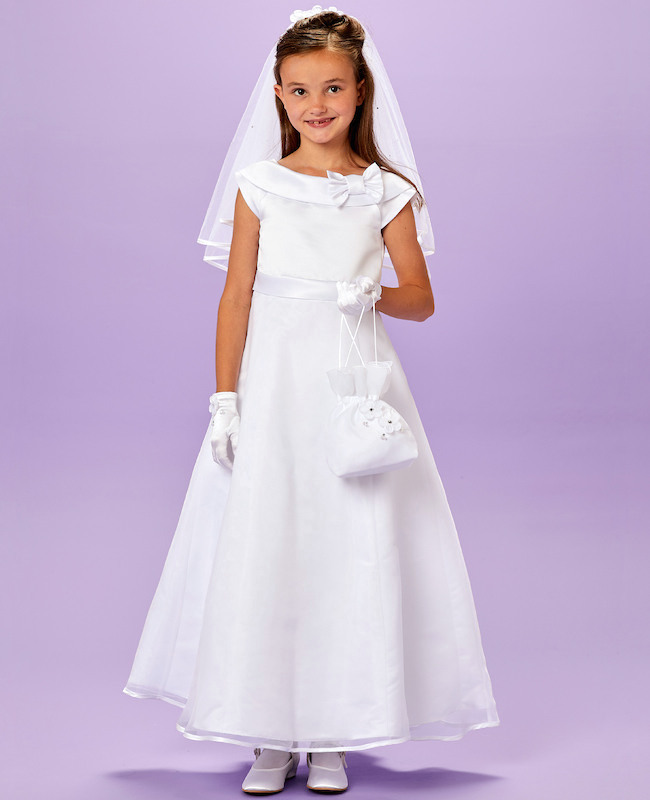 Meghan P166 by Peridot Girls White Bow Collar Holy Communion Dress childrensspecialoccasionwear