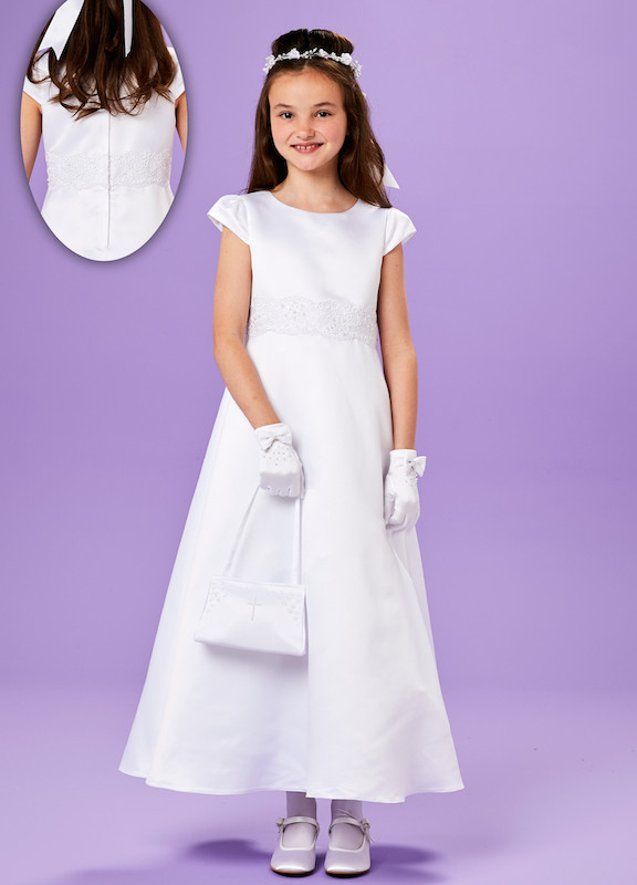 GOWNLINK First HOLY Communion Dress Girl Kids Frock Design Satin Dress (7-8  Years) White : Amazon.in: Clothing & Accessories
