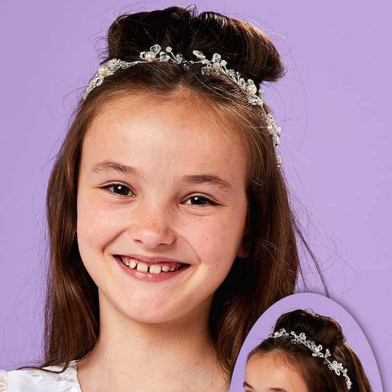 Girls Pearl Bead Hair Vine Carmel P255 by Peridot