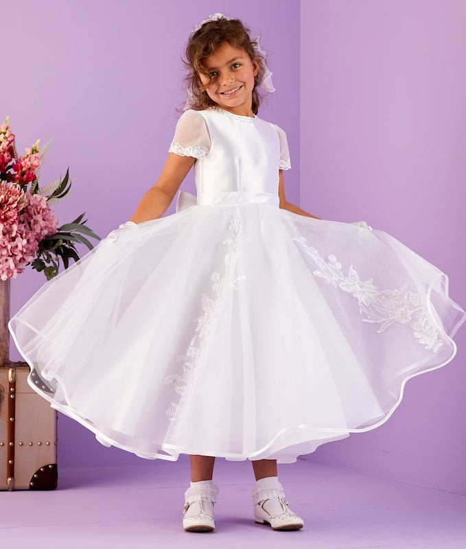 Liberty P308 by Peridot - Girls White Lace & Tulle Communion Dress