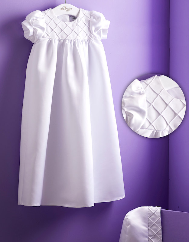 Jemima PC5 by Peridot Baby Girls White Diamond Pintuck Gown with