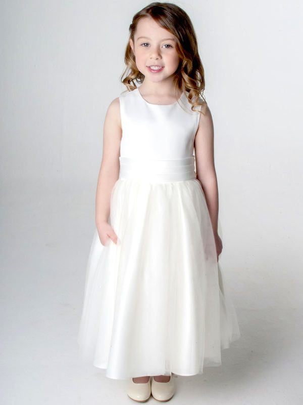 Girls Ivory Organza & Diamante Dress | Christening | Flower Girl ...