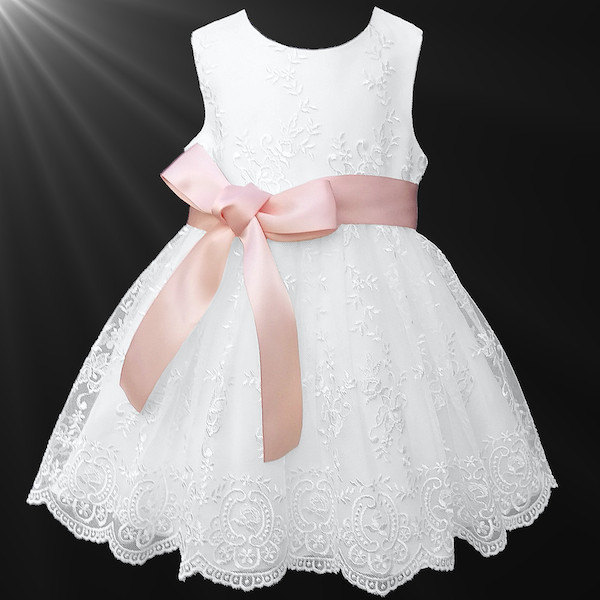 peach and white dress