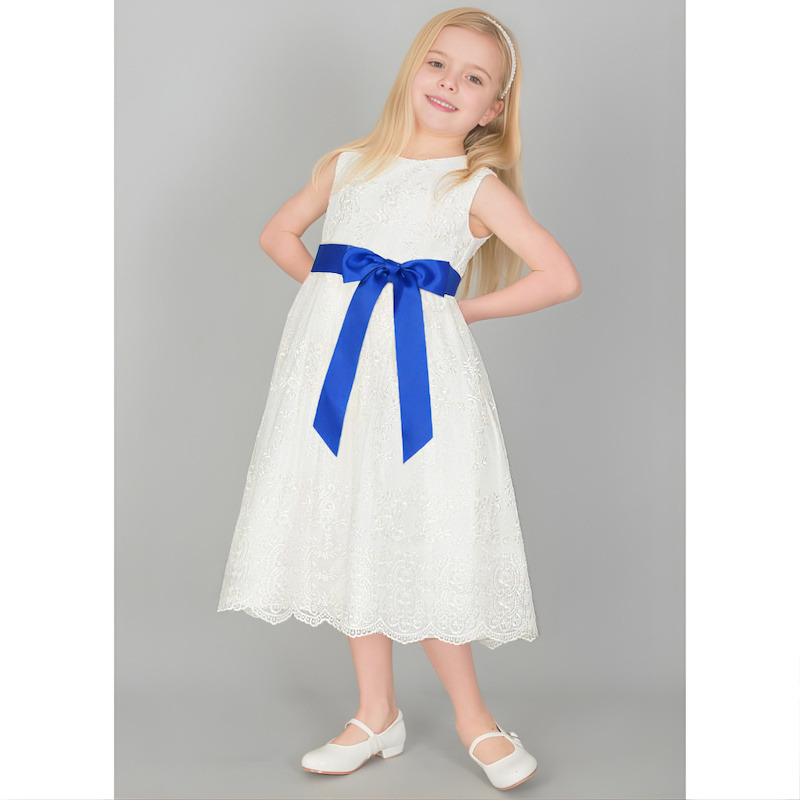 navy blue dress for baby girl Baby Blue Dress,girl Wedding Dress,satin Flower Girl Dress,pearl Flower Girl  Dress,girl Party Dress,toddler Dress,wedding Dress for Girls main image 1