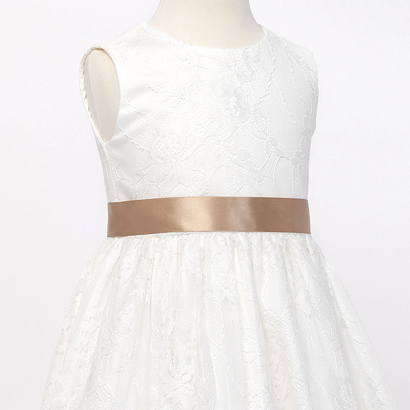 Girls Caramel Double Sided Satin Dress Sash Flower Girl Sash