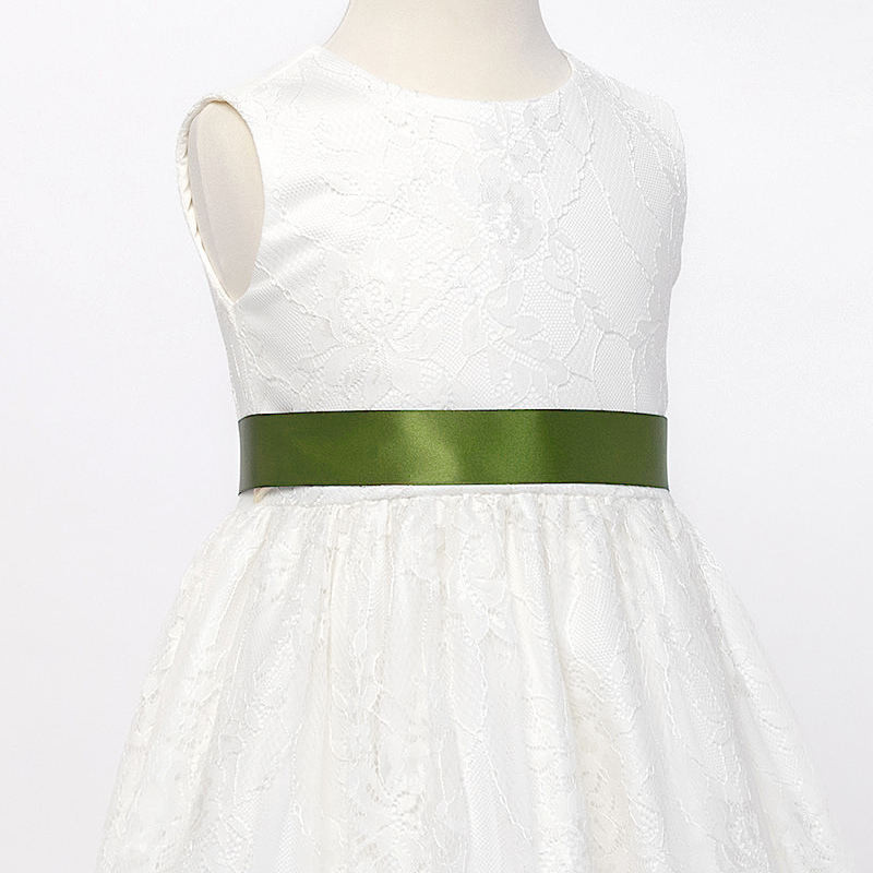 Girls Moss Green Double Sided Satin Dress Sash | Flower Girl Sash -  childrensspecialoccasionwear.co.uk