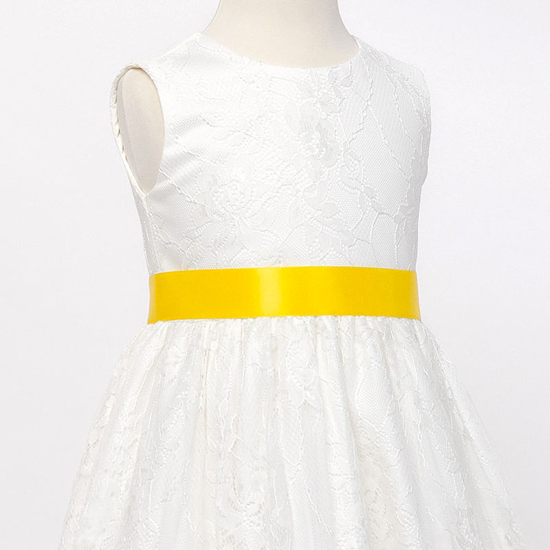 Girls Sunshine Yellow Double Sided Satin Dress Sash Flower Girl Sash