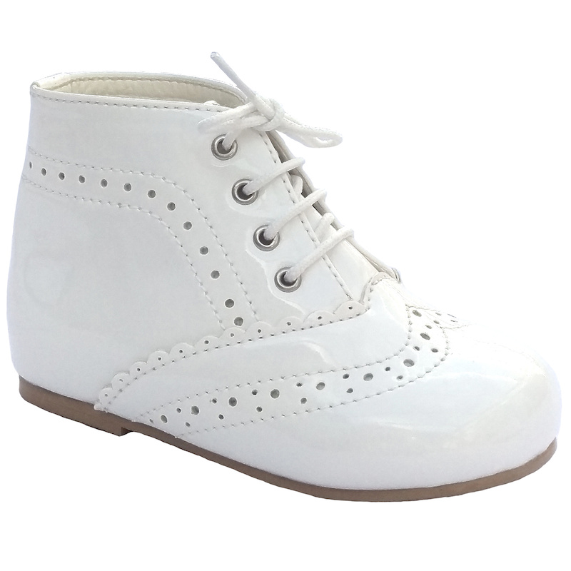 white patent lace up boots