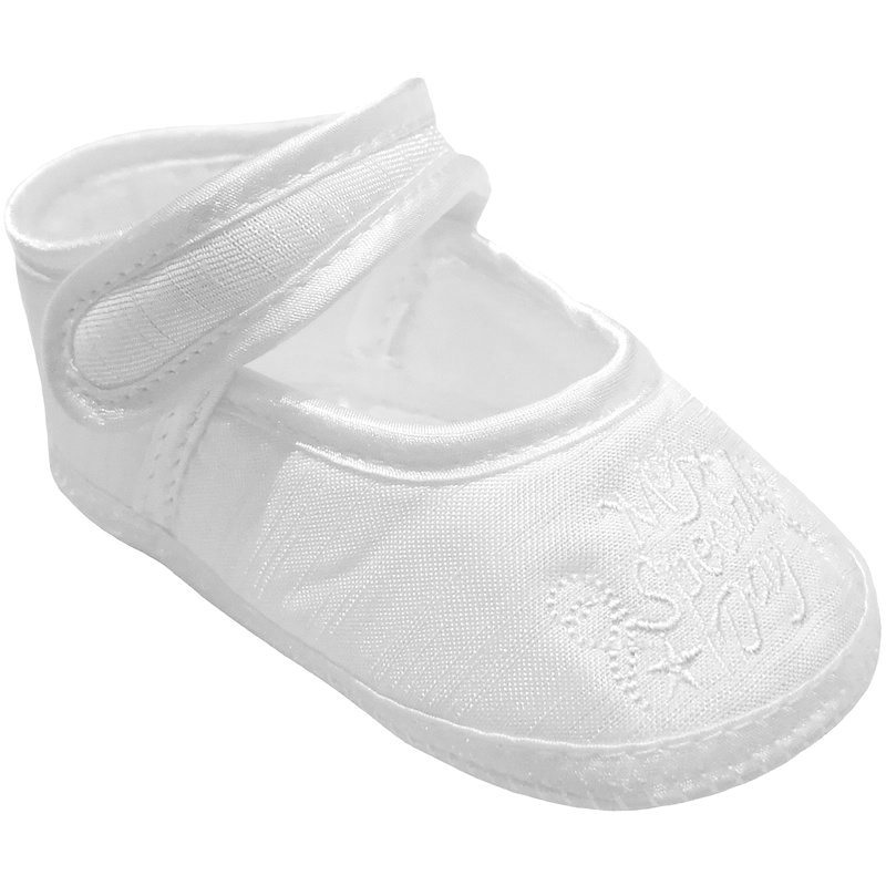 white christening shoes