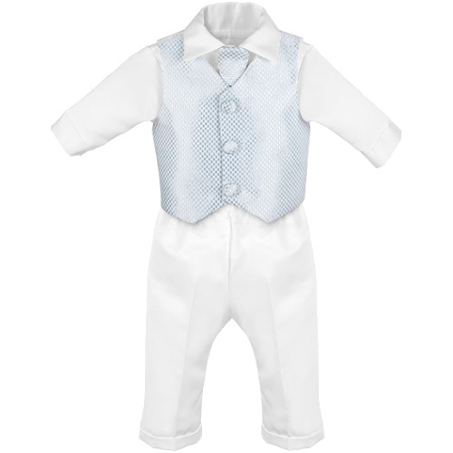 Baby Boys 4 Piece Christening Outfit / Christening Suit Blue White Check