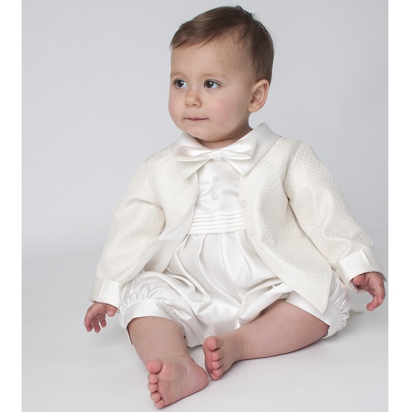 Boys Christening Outfit | Baby Boys Ivory Tuxedo Romper | Baby Diamond ...