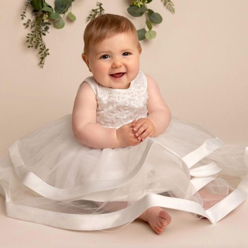 Sequins Tulle Knee-length Baby Girl Dress