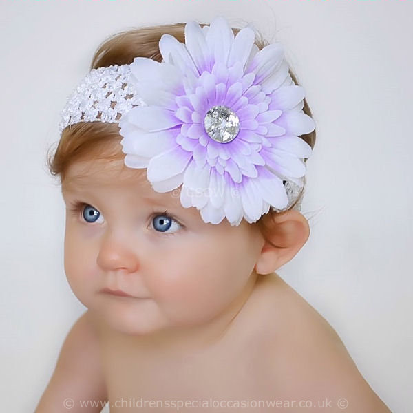 baby girl white flower headband