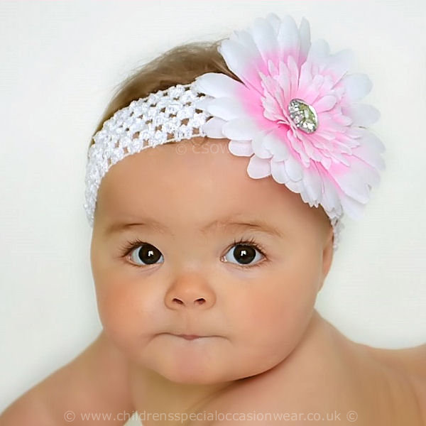 baby girl white flower headband