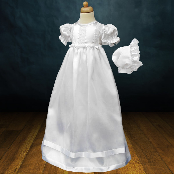 Off-White Embroidered 3-Piece Christening Gown w/ Matching Bonnet main image 1