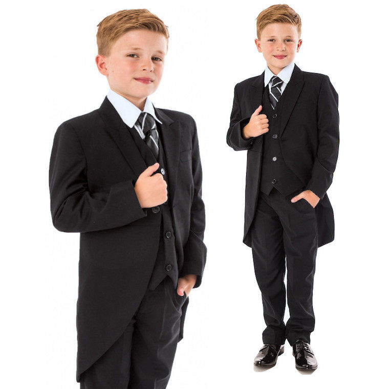 Boys Black Tail Wedding Suit | Boys Formal Wedding Suit ...